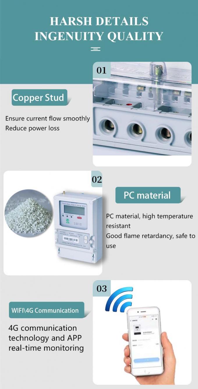 Smart Three Phase Prepaid Energy Meter Wifi 3 Phase Energy Meter Four Wire
