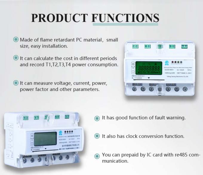 Oem Perpaid Din Rail 3 Phase Energy Meter Multifunction Rs485 Energy ...