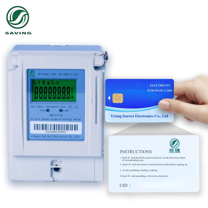 50Hz Frequency Smart Prepaid Energy Meter with 5A Current and 220V Voltage